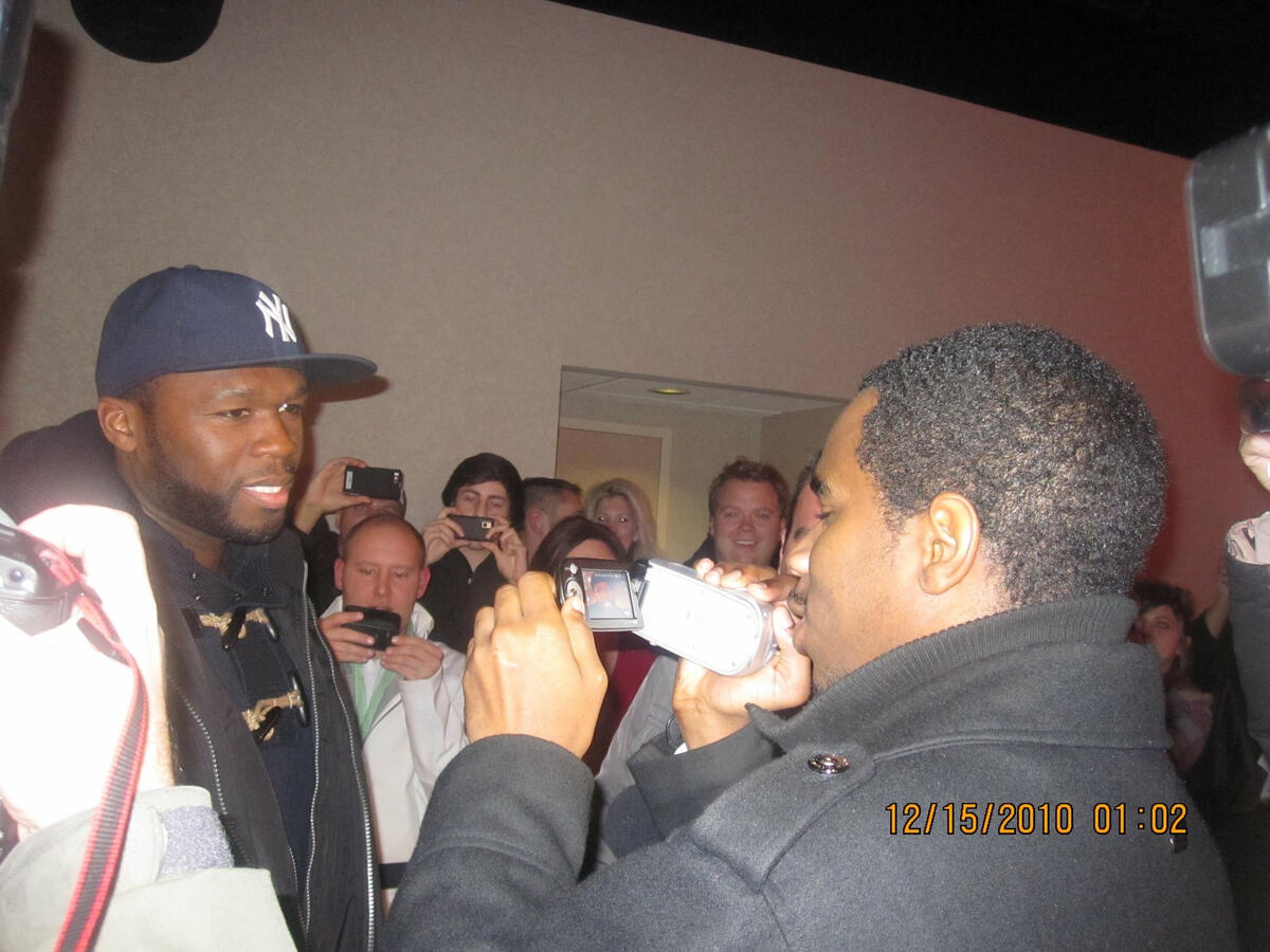 As part of his internship with G-Unit Records, VC conducted, filmed, and edited an interview with 50 Cent at the Grand Rapids premiere of Gun, starring 50 Cent and Val Kilmer.